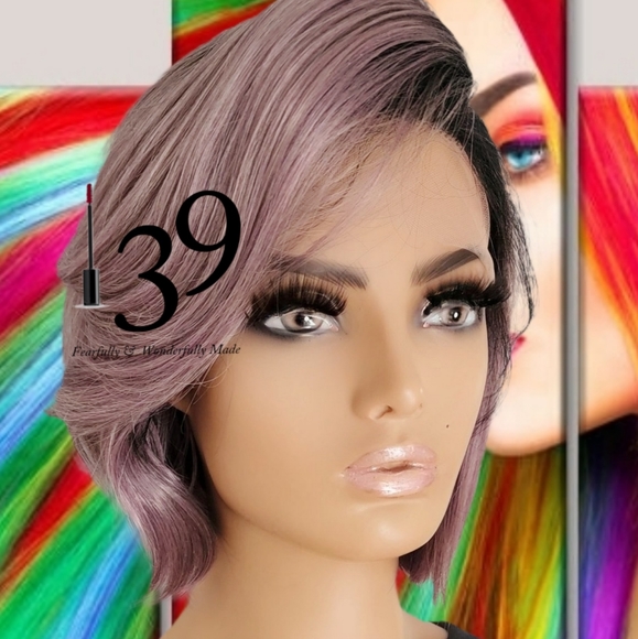 Sexy Lavender bob wig with side part - Picture 2 of 5